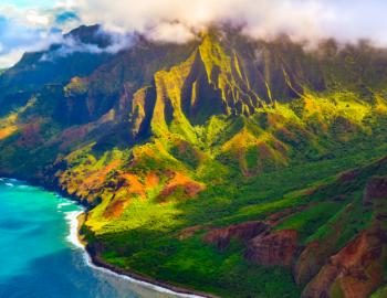 An aerial view of Kauai