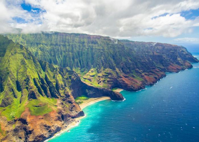 Kauai coastline from above