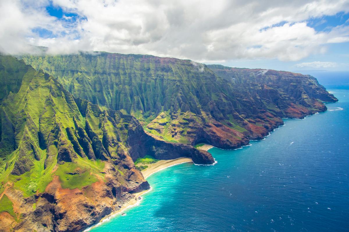 Kauai coastline from above Kauai coastline from above