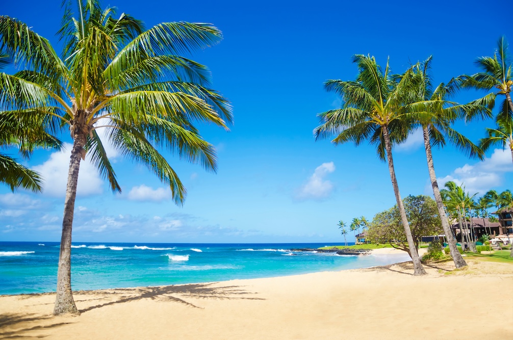 The shoreline on Poipu Beach.
